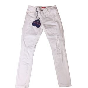 NWT HH Jeans Distressed White Skinny Leg Mid Rise Soft Stretch Size 9